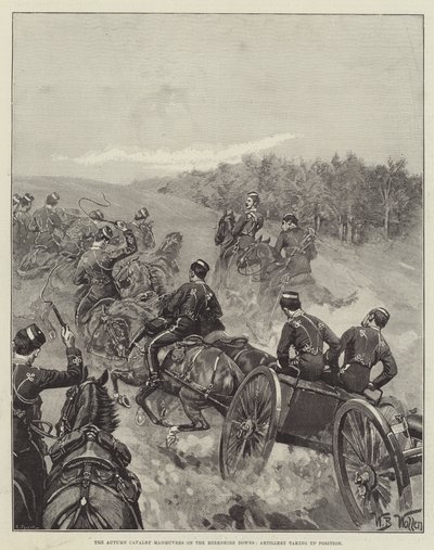 The Autumn Cavalry Manoeuvres on the Berkshire Downs, Artillery taking up Position by William Barnes Wollen